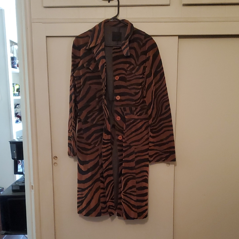 Vintage Stylish Zebra Print Trench Coat